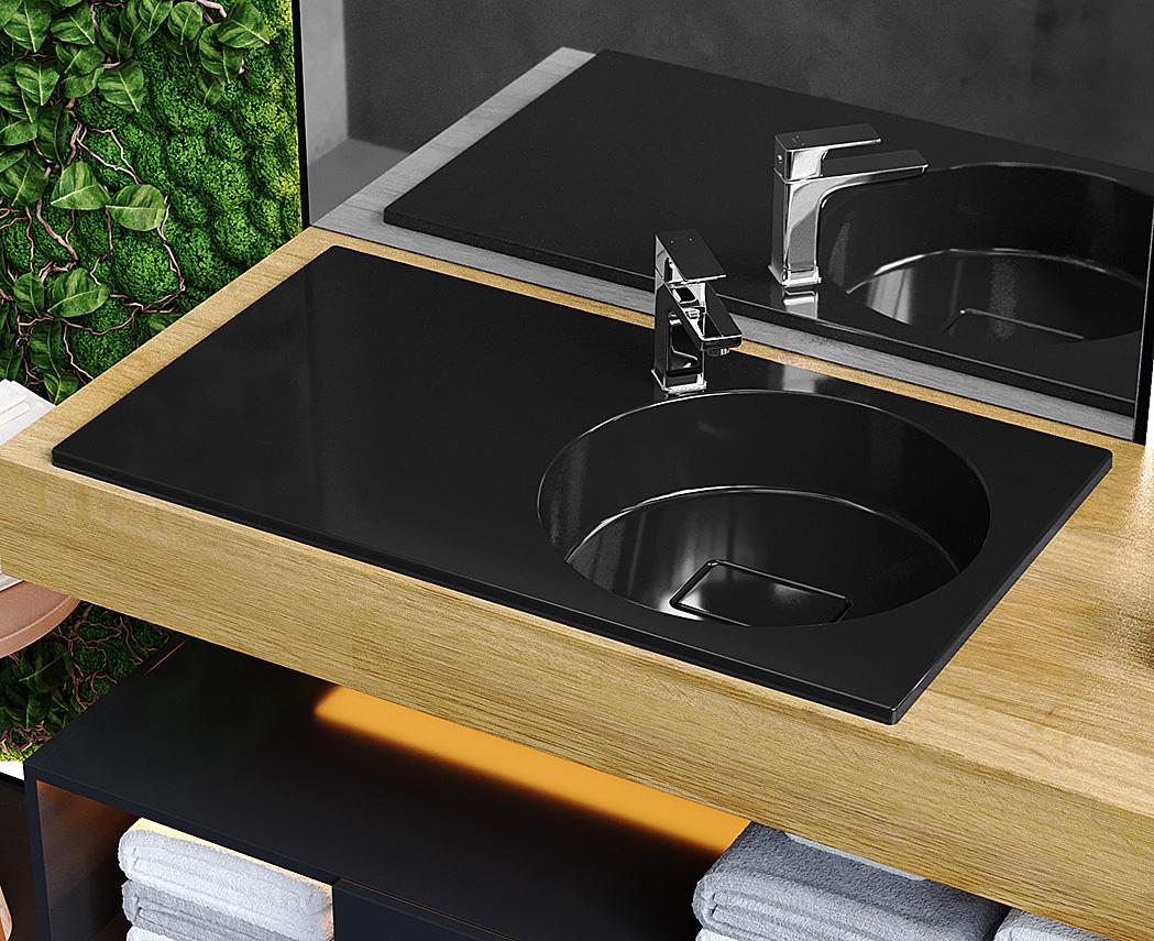 Умывальник накладной Luxor Sonata Low 80 см L Black (726)