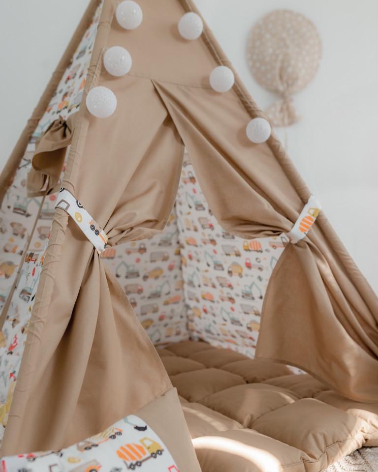 Вігвам дитячий Машинки з матрацом бон бон і подушками з кошиком - фото 3 Вігвам дитячий Машинки з матрацом бон бон і подушками з кошиком - фото 3