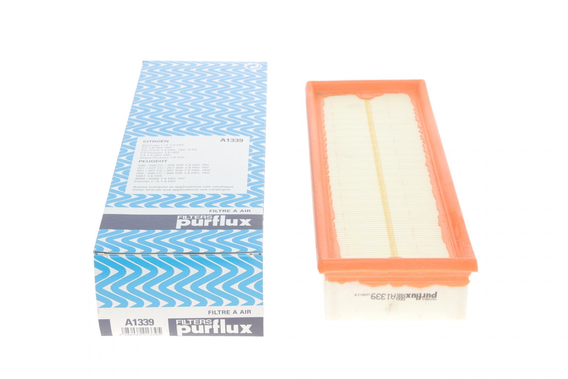 Фильтр воздушный PURFLUX для Citroen Berlingo 1,6HDI 08- 08- (A1339)