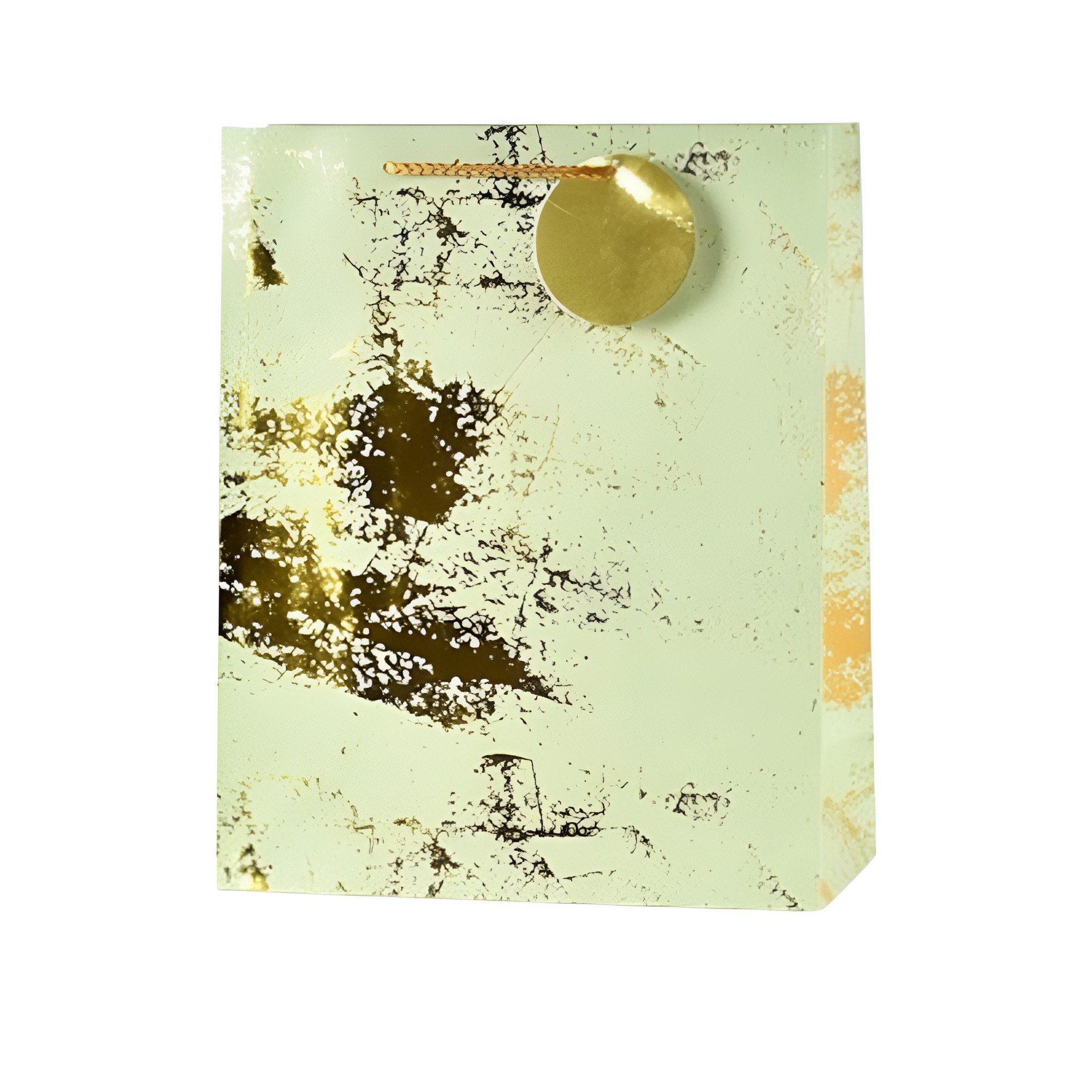 Подарочный пакет Stenson Art с золотым рисунком 31х42х12 см Светло-салатовый (R91098-L)