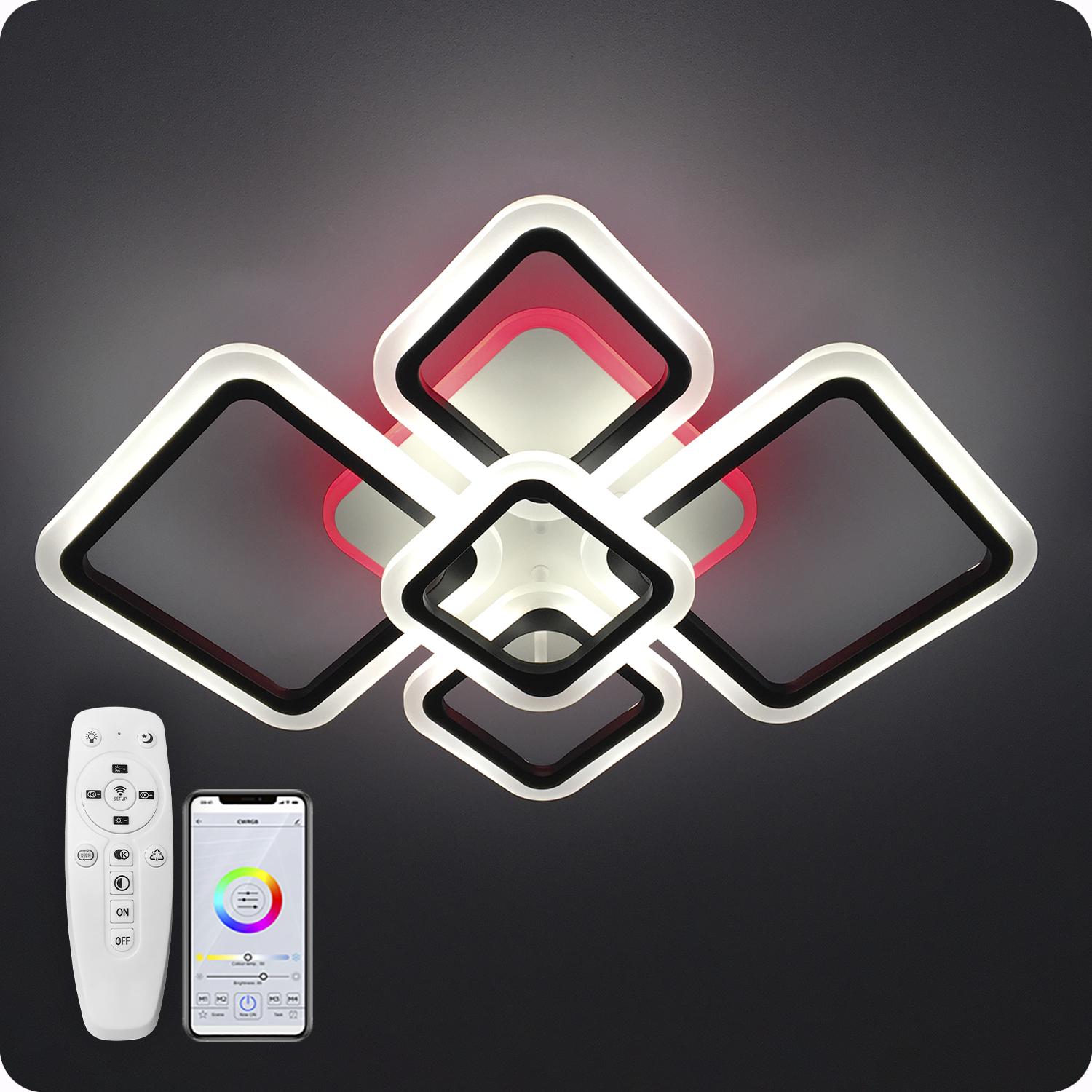 Люстра світлодіодна 517 Light 3color з пультом 80 Вт Чорний (02082) - фото 5