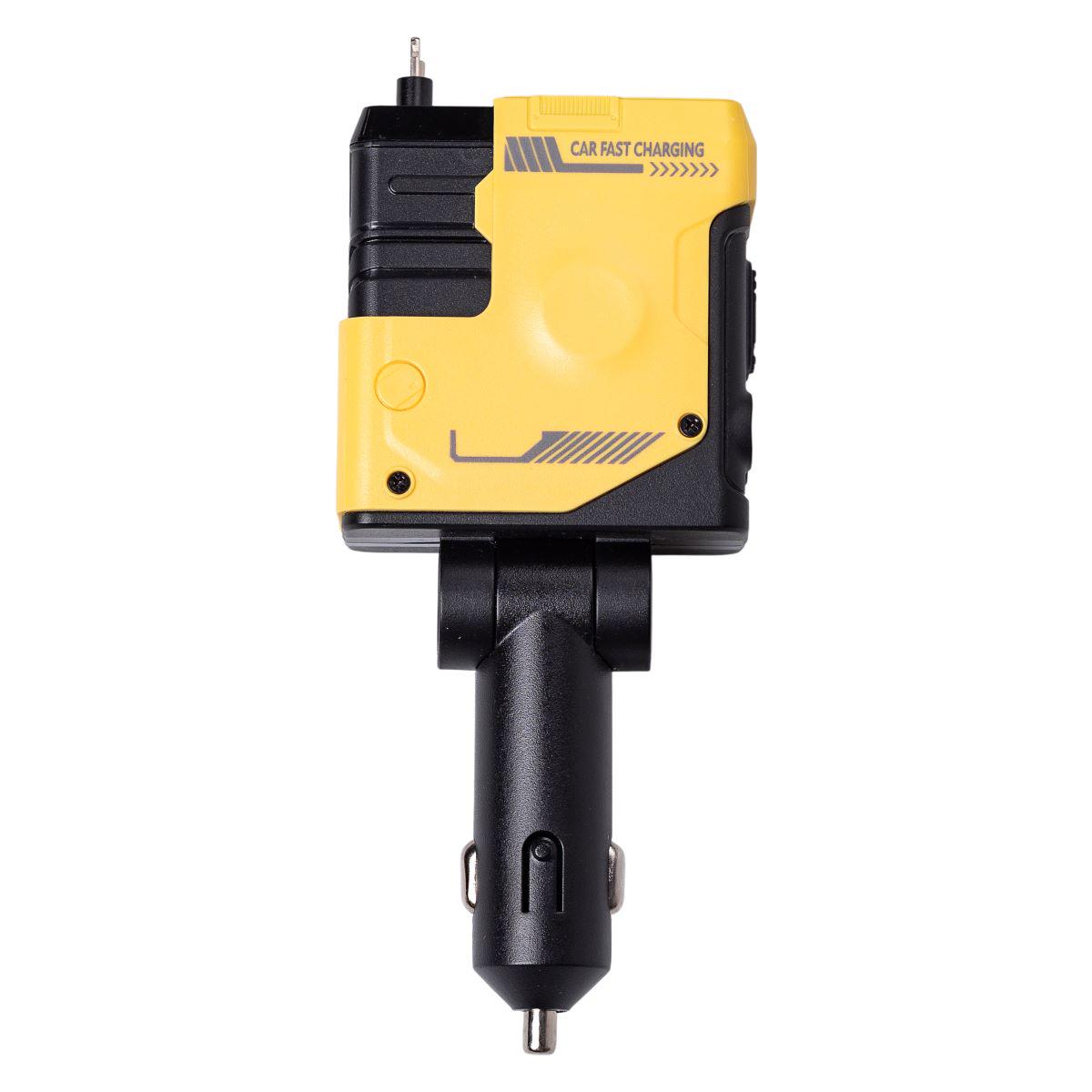 Зарядний пристрій автомобільний Mecha з висувними кабелями та портами USB/Type-C Жовтий (6835) - фото 4 Зарядний пристрій автомобільний Mecha з висувними кабелями та портами USB/Type-C Жовтий (6835) - фото 4