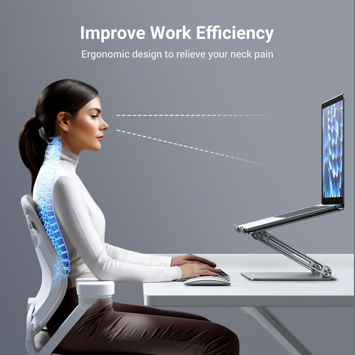 Підставка для ноутбуку UGREEN металева складана алюмінієва до 17.3'' Сірий (90772) - фото 7