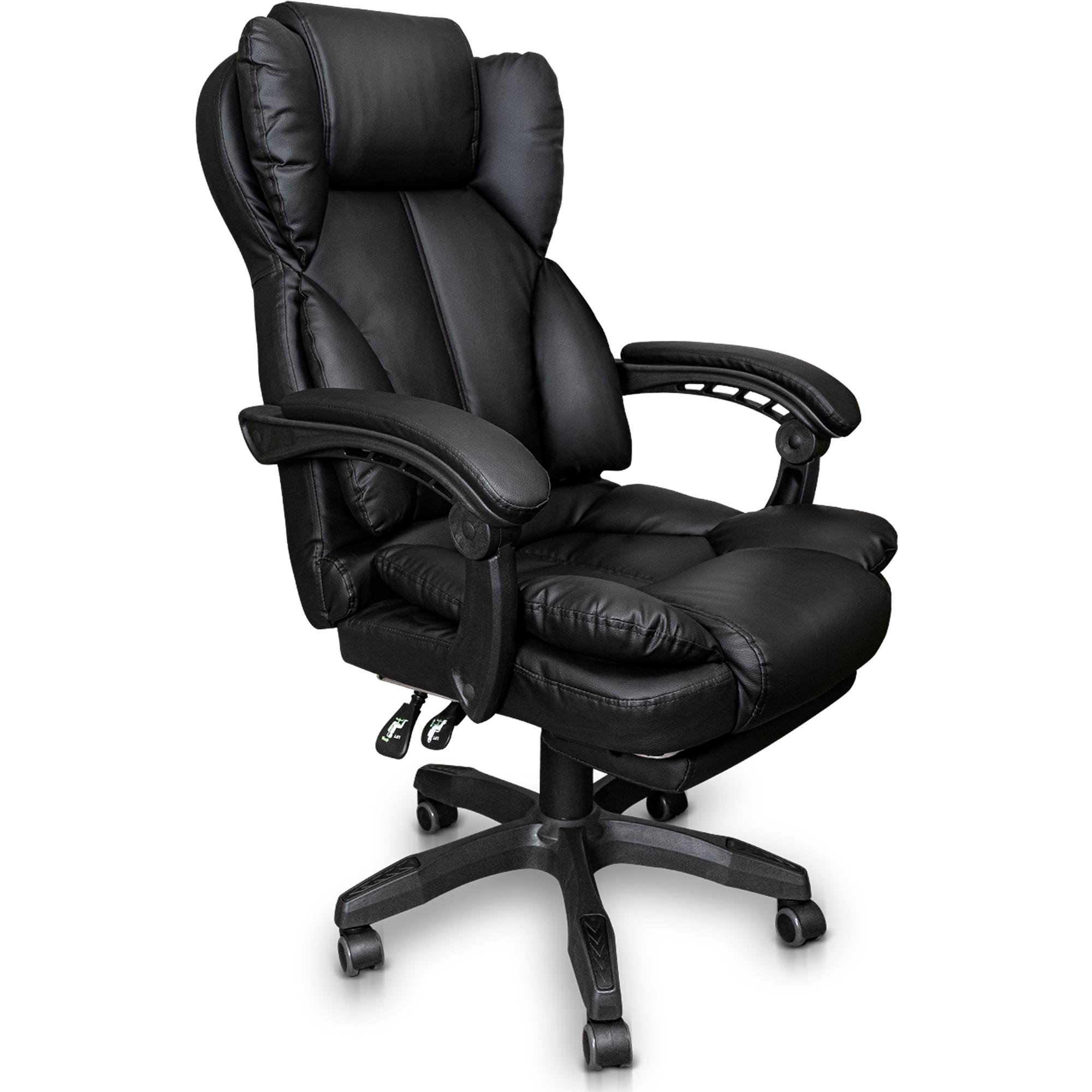 Офисное кресло для руководителя с подставкой для ног до 120 кг эко-кожа Черный (ts-bs05-1)