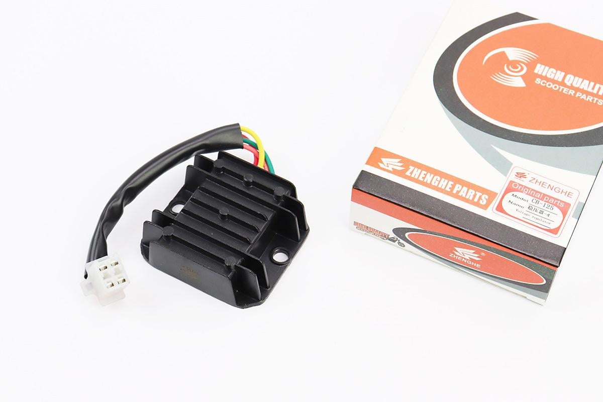 Реле-регулятор напряжения 4 провода к мотоциклу Viper-125-150J алюминиевый корпус с разъемом