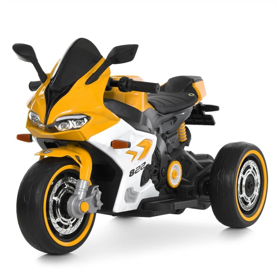 Детский электрический мотоцикл Bambi Racer 12V одноместный до 30 кг Желтый (DE-169-E-927)