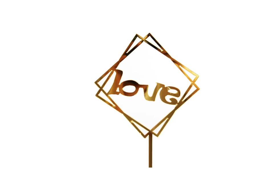Топер Love 10x10 см Золотистый (607040)