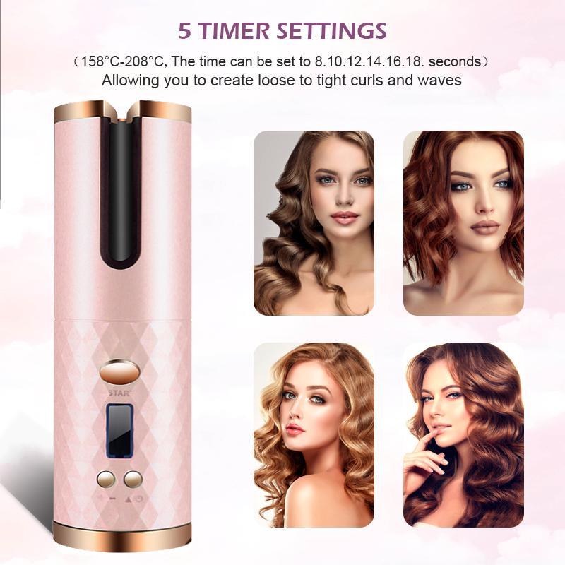 Бездротова плойка Hair Curler автоматична з акумулятором Бежевий - фото 8