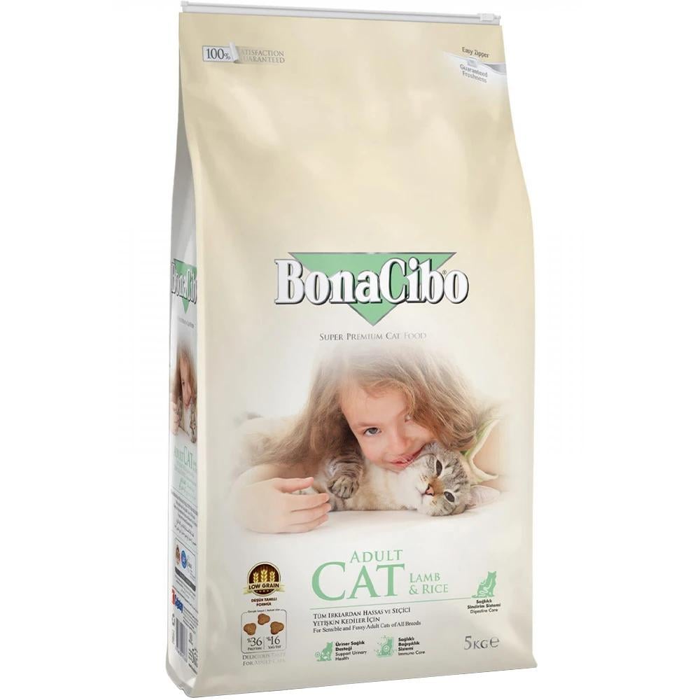 Корм сухий BonaCibo Cat Lamb&Rice для дорослих котів усіх порід з ягнятком та рисом 5 кг (BC405666)