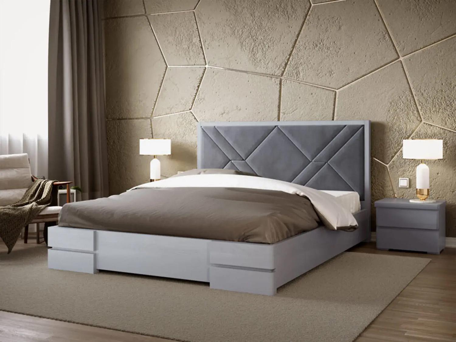 Кровать деревянная Arbor Drev Лоренс 160x200 см с мягкой спинкой Grey