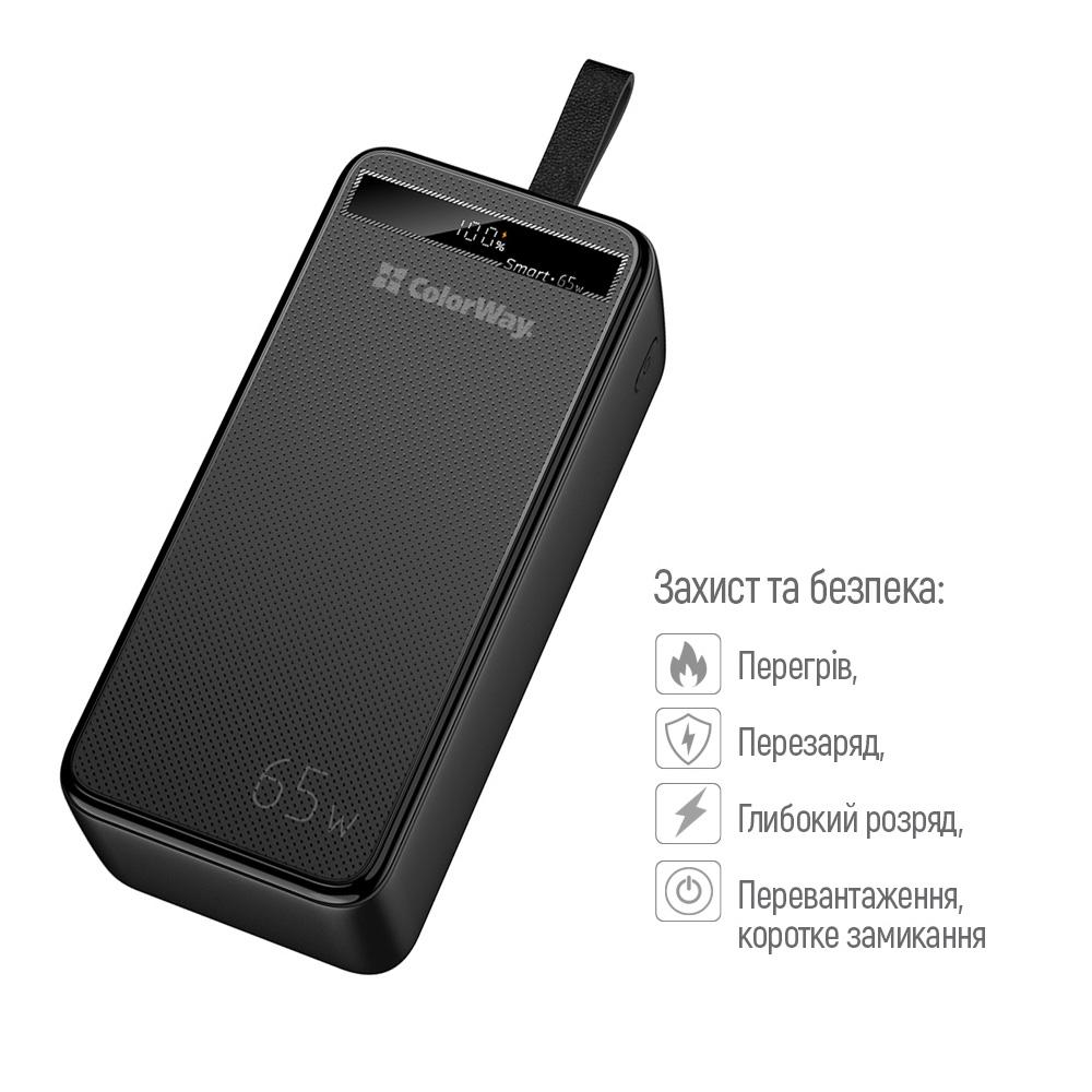 Повербанк ColorWay Powerful USB QC3.0/USB-C Power Delivery 65W 40000 mAh Black (CW-PB400LPA4BK-PDD) - фото 13