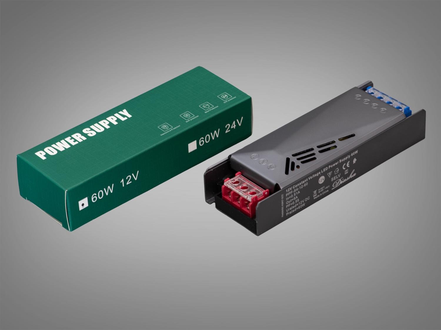 Блок живлення для LED стрічки 12 В 60 Вт 5А (PPF-A60w-12 В)