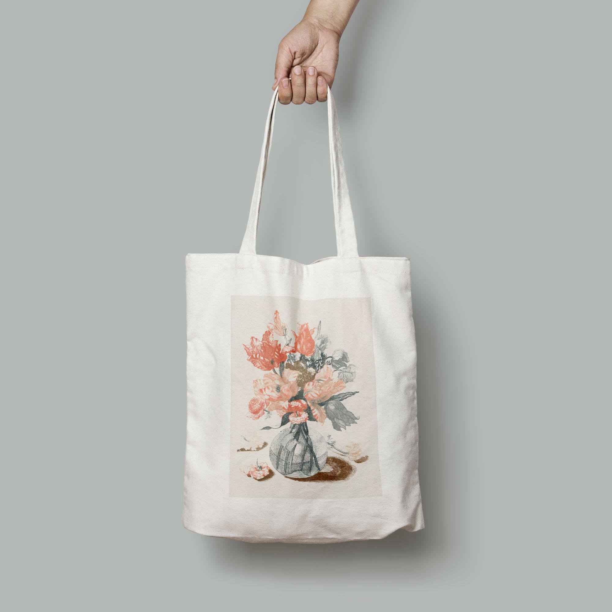 Эко-сумка Винтажный цветочный принт букет в стеклянной вазе шопер (Flowers_1918006_Bag)