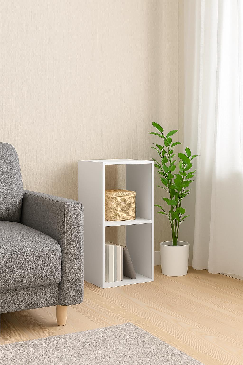 Стелаж настінно-підлоговий модульний MEBLIBUD KUB 2 секції Білий - фото 4 Стелаж настінно-підлоговий модульний MEBLIBUD KUB 2 секції Білий - фото 4