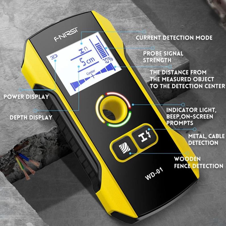 Детектор прихованої проводки/металу/дерева/неоднорідностей Fnirsi WD-01 - фото 4
