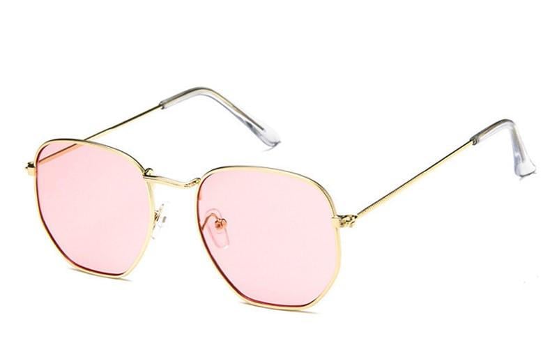 Солнцезащитные геометрические очки с цветной линзой Розовый