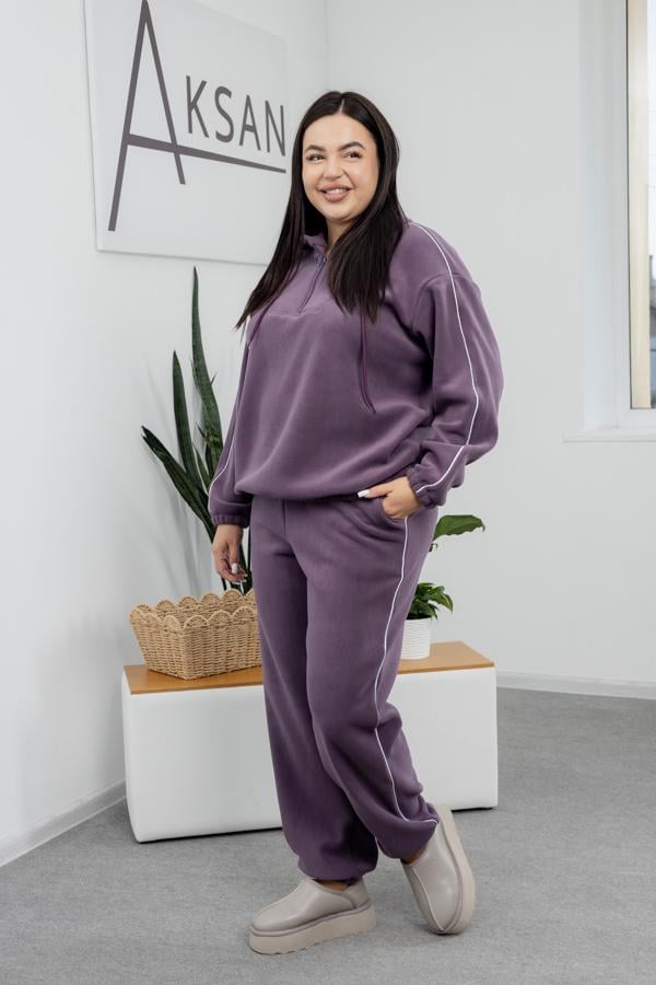 Спортивный костюм женский AKSAN зимний флисовый двойка 2XL Светло-фиолетовый (25.2777_light-violet_50(2XL)) - фото 2 Спортивный костюм женский AKSAN зимний флисовый двойка 2XL Светло-фиолетовый (25.2777_light-violet_50(2XL)) - фото 2