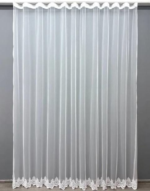 Тюль грек сетка с вышитым узором Белый (1629т)