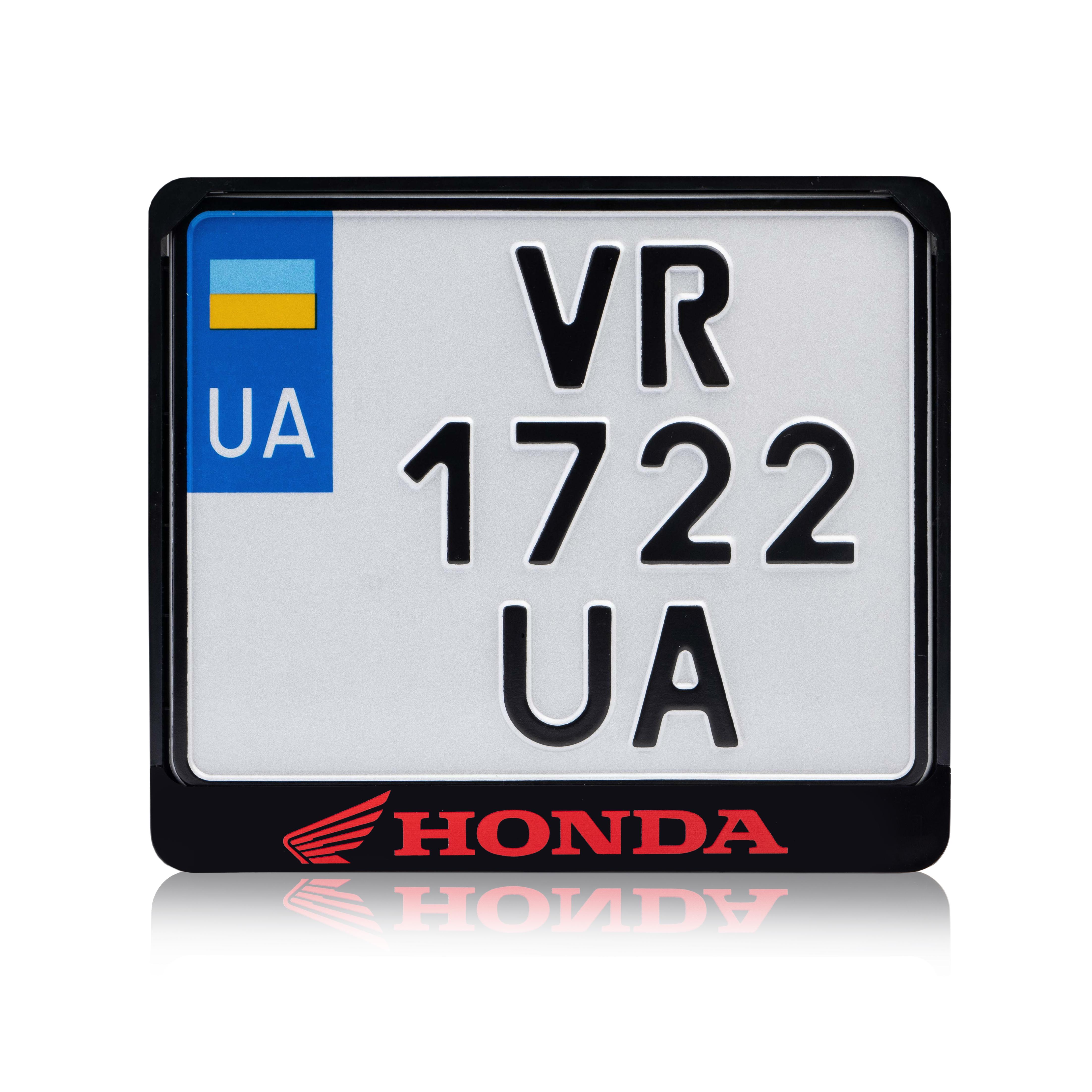 Рамка для мотоциклетного номера "Honda" 174х220 мм Чорний/Червоний (VH-ABS1722HN3R)
