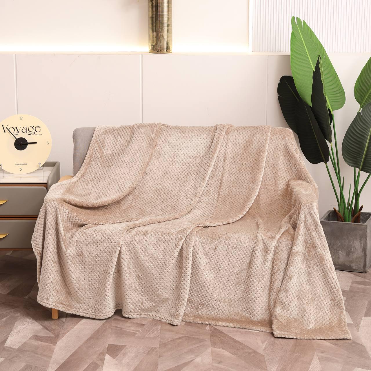 Плед-покрывало Malloory Home Велюр Бамбук 150x200 см Светло-бежевый (1858-1) - фото 1