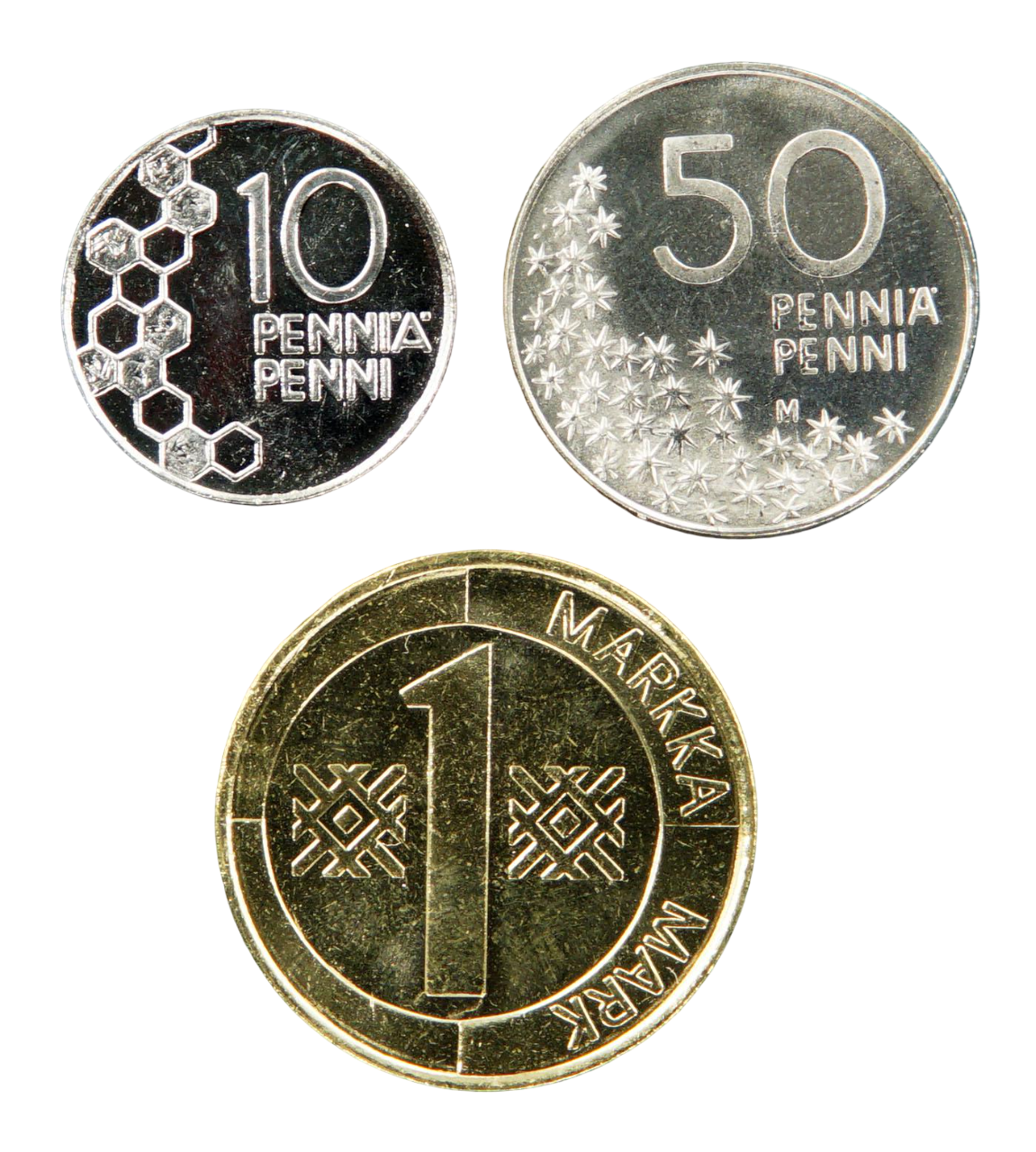 Коллекционные монеты Финляндия 1990 10/50 пенни 1 марка 1990-1997 aUNC