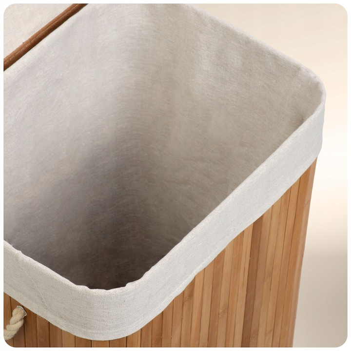 Кошик для білизни бамбуковий Massido 1 відділення знімна вкладка 72 л 61х42х32 см Бежевий - фото 5