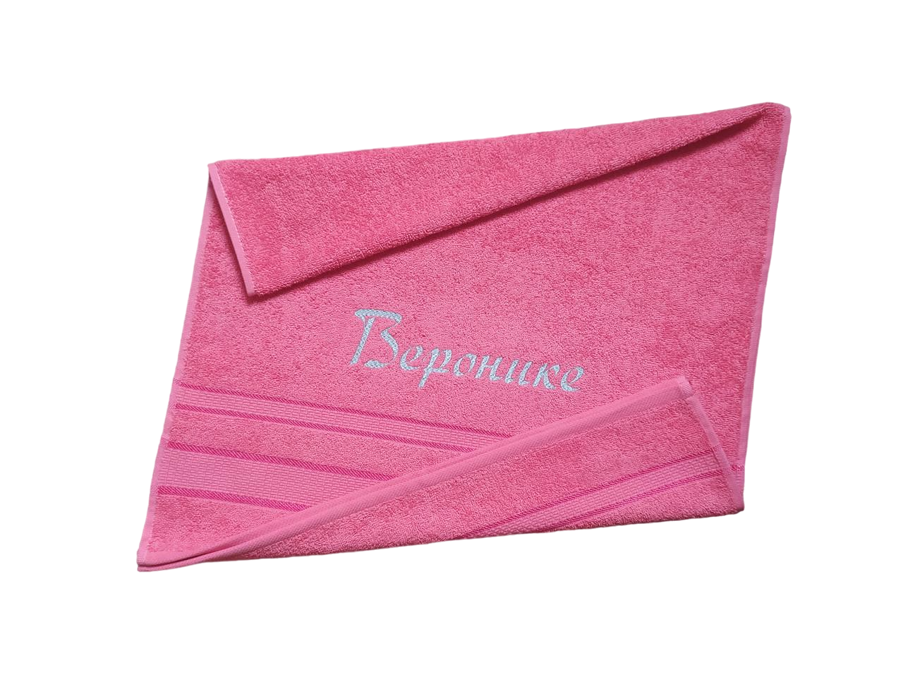 Рушник махровий з індивідуальною вишивкою "Веронике" 50х90 см Кораловий (00085)