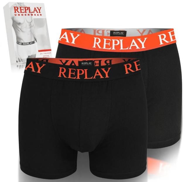 Труси боксери чоловічі анатомічні Replay 2 шт. S Чорний/Помаранчовий (99065292) - фото 2
