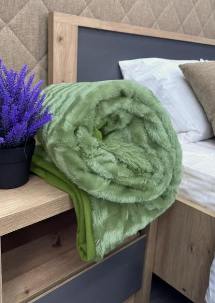 Покривало велсофт в смужку 220х250 см Салатовий (87-103) - фото 3 Покривало велсофт в смужку 220х250 см Салатовий (87-103) - фото 3