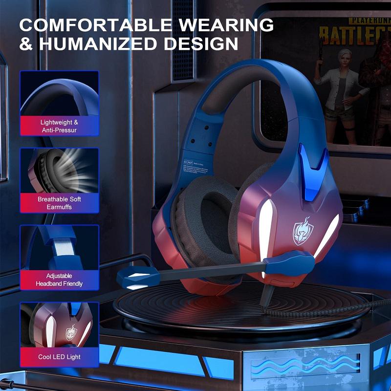 Наушники геймерские Kotion Each H-9 с подсветкой Синий (2377) - фото 2 Наушники геймерские Kotion Each H-9 с подсветкой Синий (2377) - фото 2