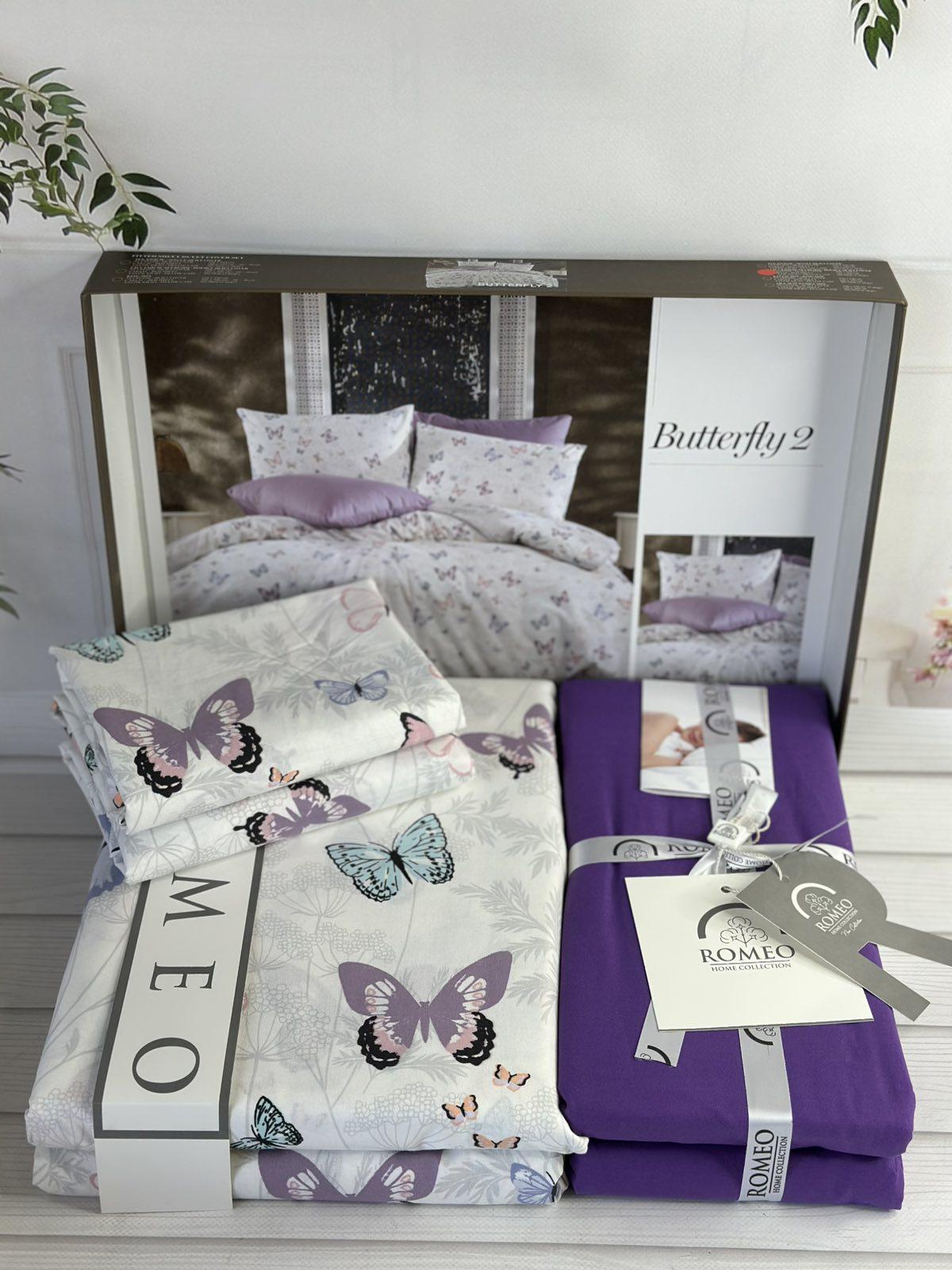 Комплект постільної білизни Butterfly 2 Вензель поплін Євро Бежевий (Butterfly 2)