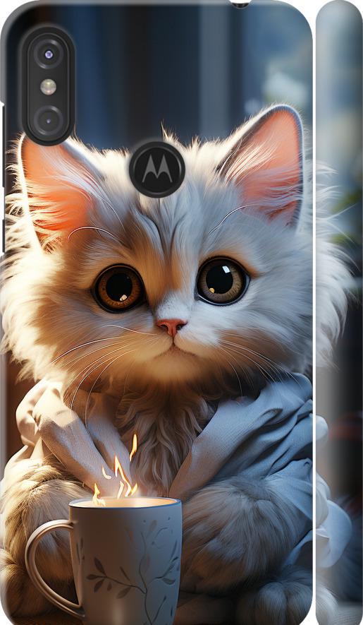 Чехол на Motorola One Power White cat (5646m-1588-42517)