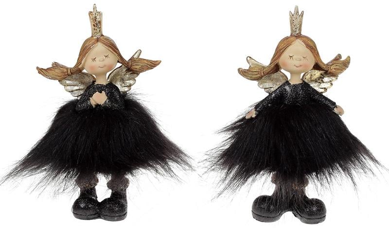 Наборстатуэток-подвесок Ангелочек в меховой юбке 10х7х16,5 см 2 шт. Черный (BD-823-404)