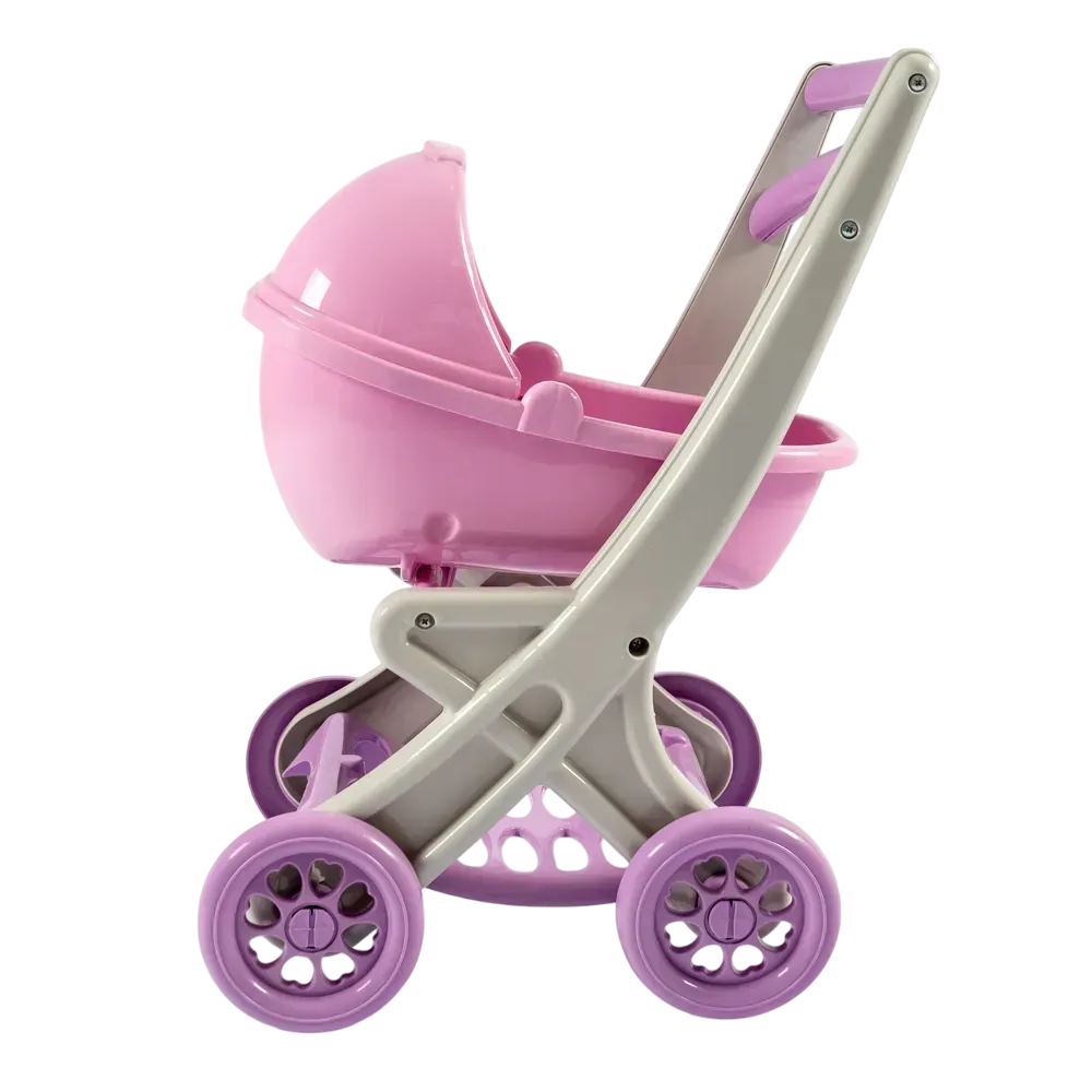 Візочок для ляльок і пупсів Doloni Toys з пластику 56 см Сіро-рожевий (150-98-0121/04)