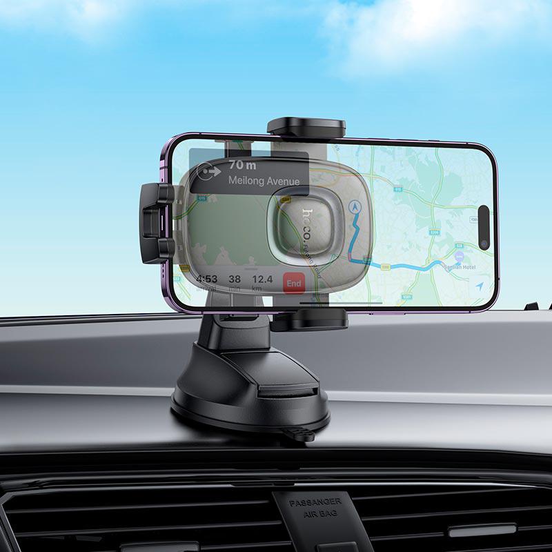 Держатель автомобильный Hoco H76 автозажим для смартфонов 4,5-7" на плоскую поверхность Black (22063) - фото 8 Держатель автомобильный Hoco H76 автозажим для смартфонов 4,5-7" на плоскую поверхность Black (22063) - фото 8