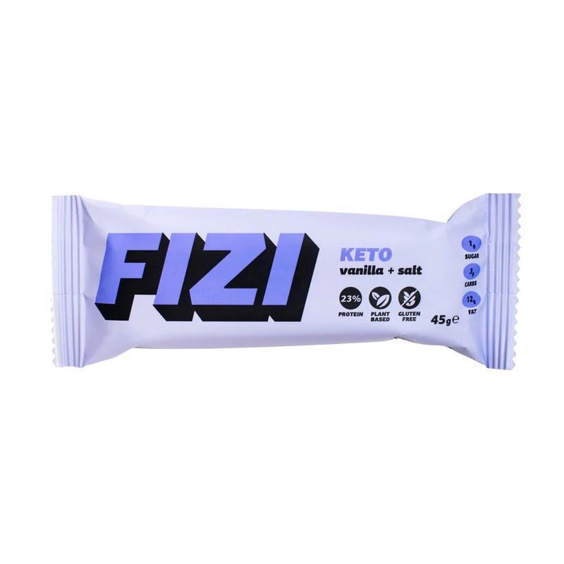 Протеиновый батончик 10 г білка без добавленного сахара Fizi Keto Protein Bar 45 г Ваниль/Сіль