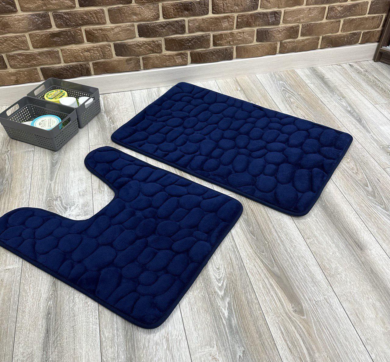 Набор ковриков в ванную и туалет Stone Premium Memory Foam 2в1 80х50/60х50 см Синий (NKS0006) - фото 8 Набор ковриков в ванную и туалет Stone Premium Memory Foam 2в1 80х50/60х50 см Синий (NKS0006) - фото 8