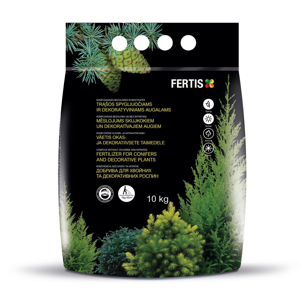 Добриво комплексне для хвойних та декоративних рослин Fertis без хлору та нітратів 10 кг (2927618004)