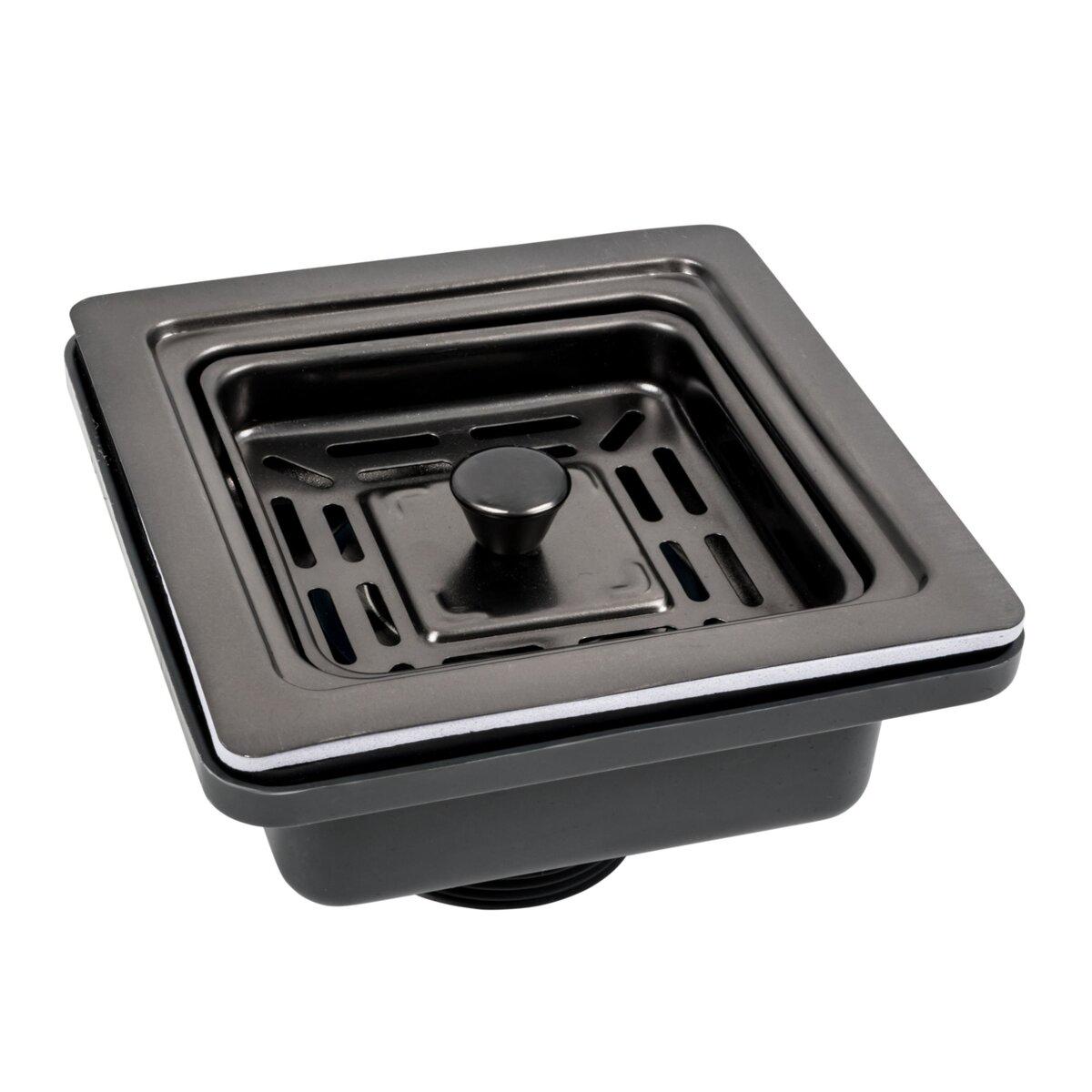 Верхняя часть сифона Platinum под мойку квадратная Handmade из нержавеющей стали Черный (PLTM-SP000039685)