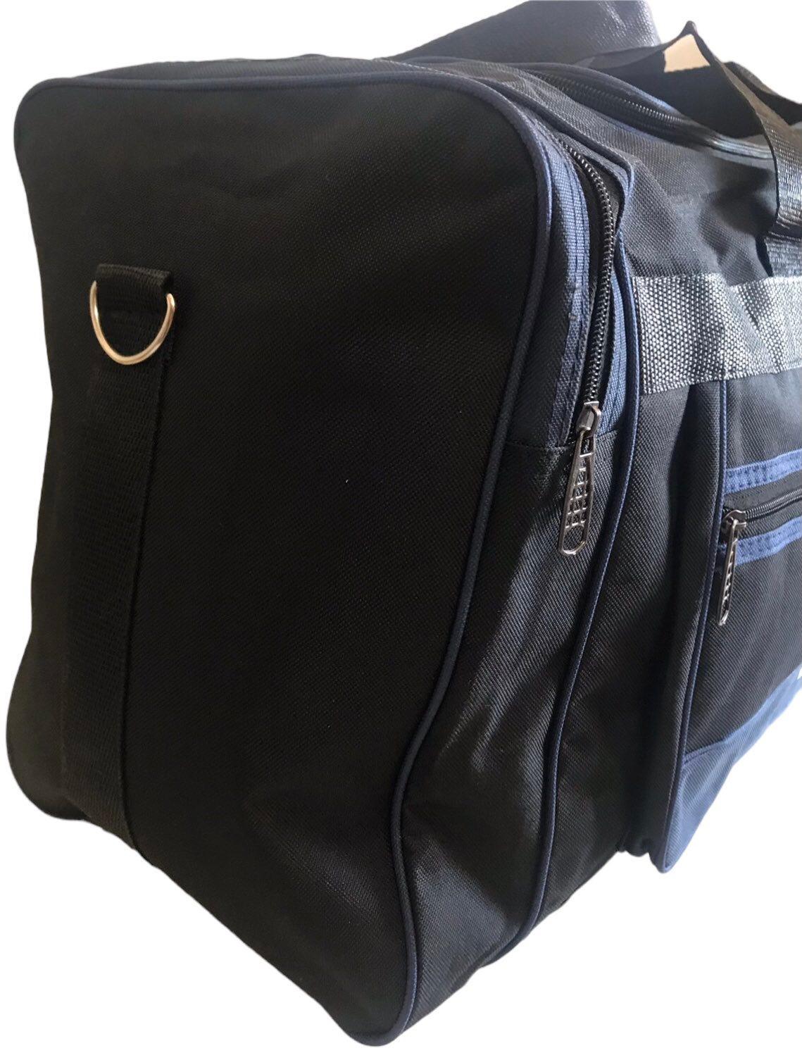 Сумка дорожня з боковими карманами та з довгим ремінем через плече 60 л Чорний з синім (613) - фото 2 Сумка дорожня з боковими карманами та з довгим ремінем через плече 60 л Чорний з синім (613) - фото 2