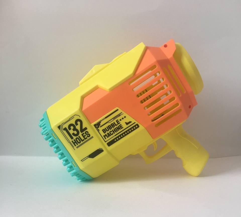 Пистолет для мыльных пузырей Electric Bubble machine 132 отверстия Желтый (КВ1293)