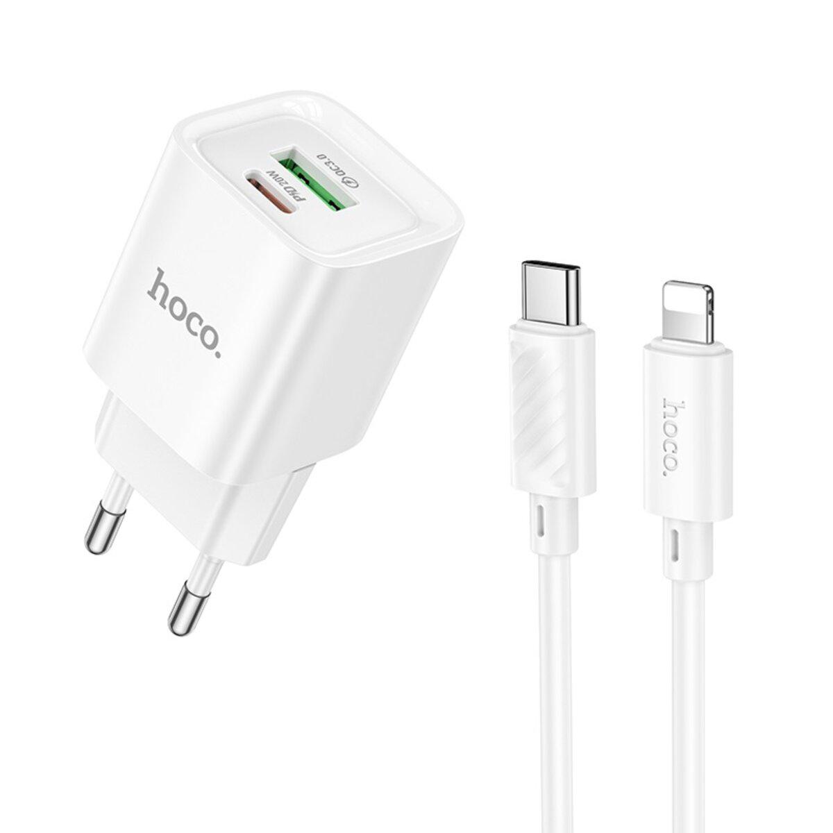 Зарядное устройство Hoco C147A Charm PD QC3.0 charger set Type-C to Lightning cable EU 20W White (6942007630283) Зарядное устройство Hoco C147A Charm PD QC3.0 charger set Type-C to Lightning cable EU 20W White (6942007630283)