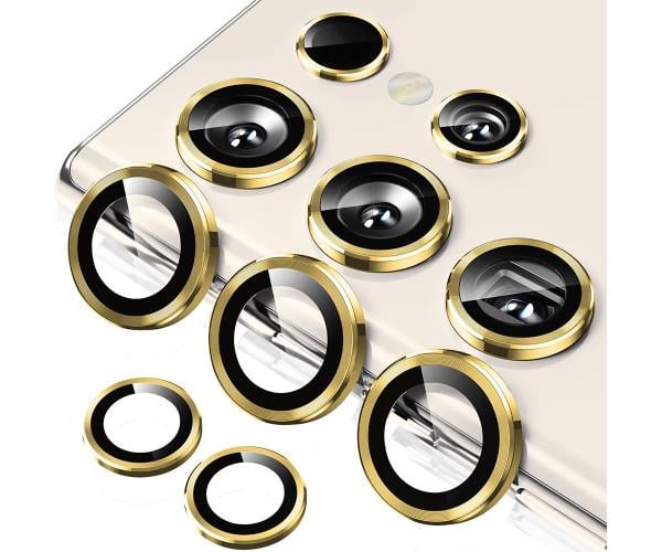 Защитное стекло с рамкой CD Pattern на заднюю камеру для Samsung Galaxy S24 Ultra Золотой