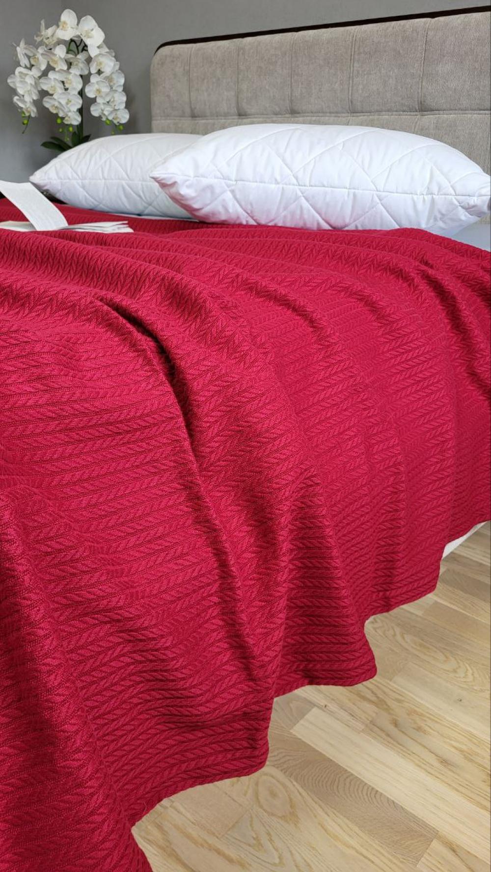 Покрывало Пике Косичка 140x220 см Вишневый джем (11222) - фото 8