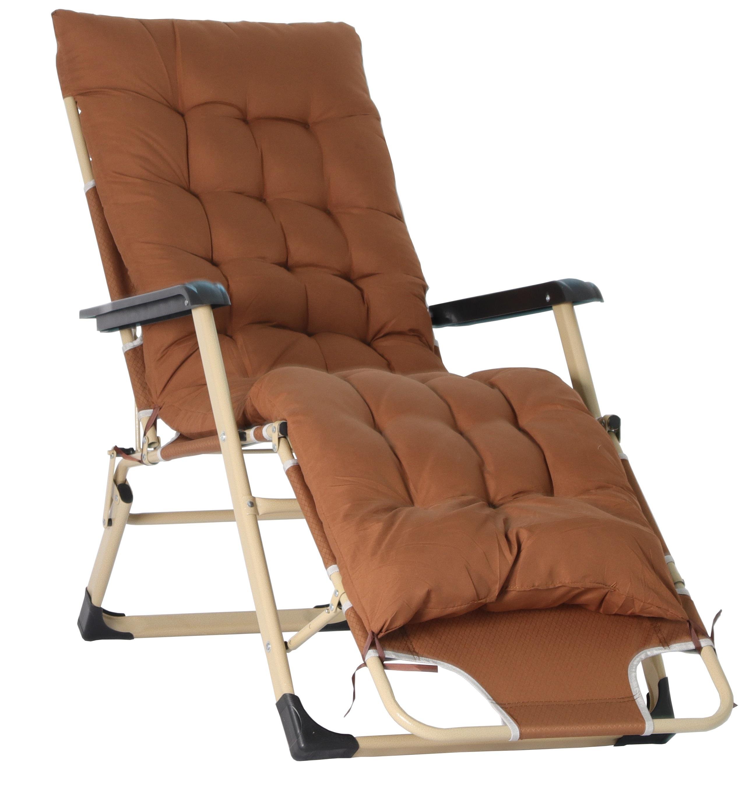 Шезлонг садовий Bonro B-02 з подушкою Коричневий (5614)