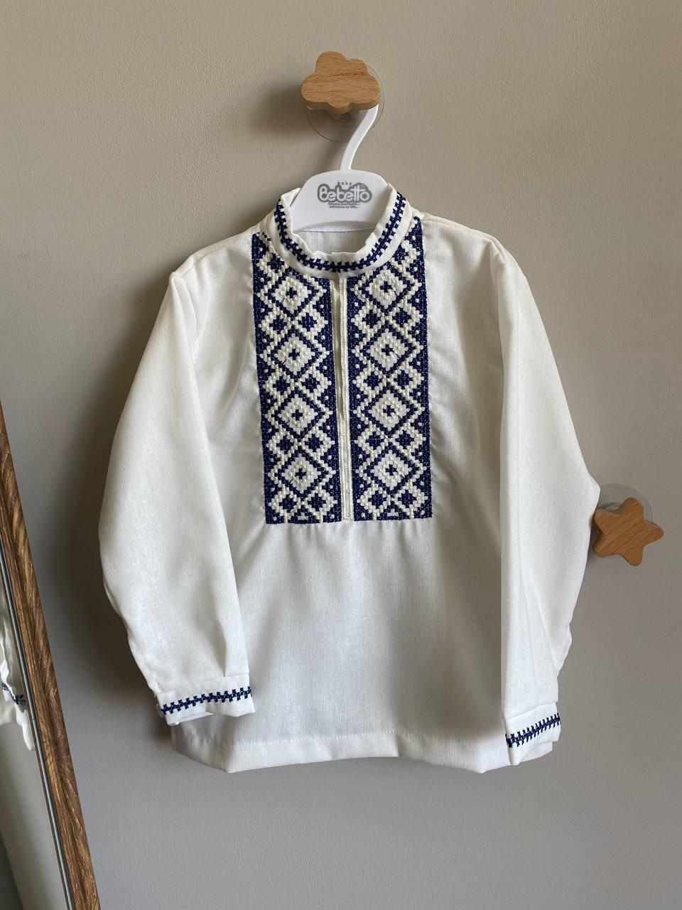 Вышиванка детская для мальчика вышитая нитями Темно-синий - фото 2