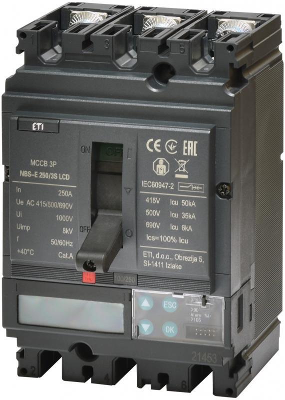 Автоматический выключатель ETI NBS-E250/3S 3Р 250А 50кА LCD (4673087)