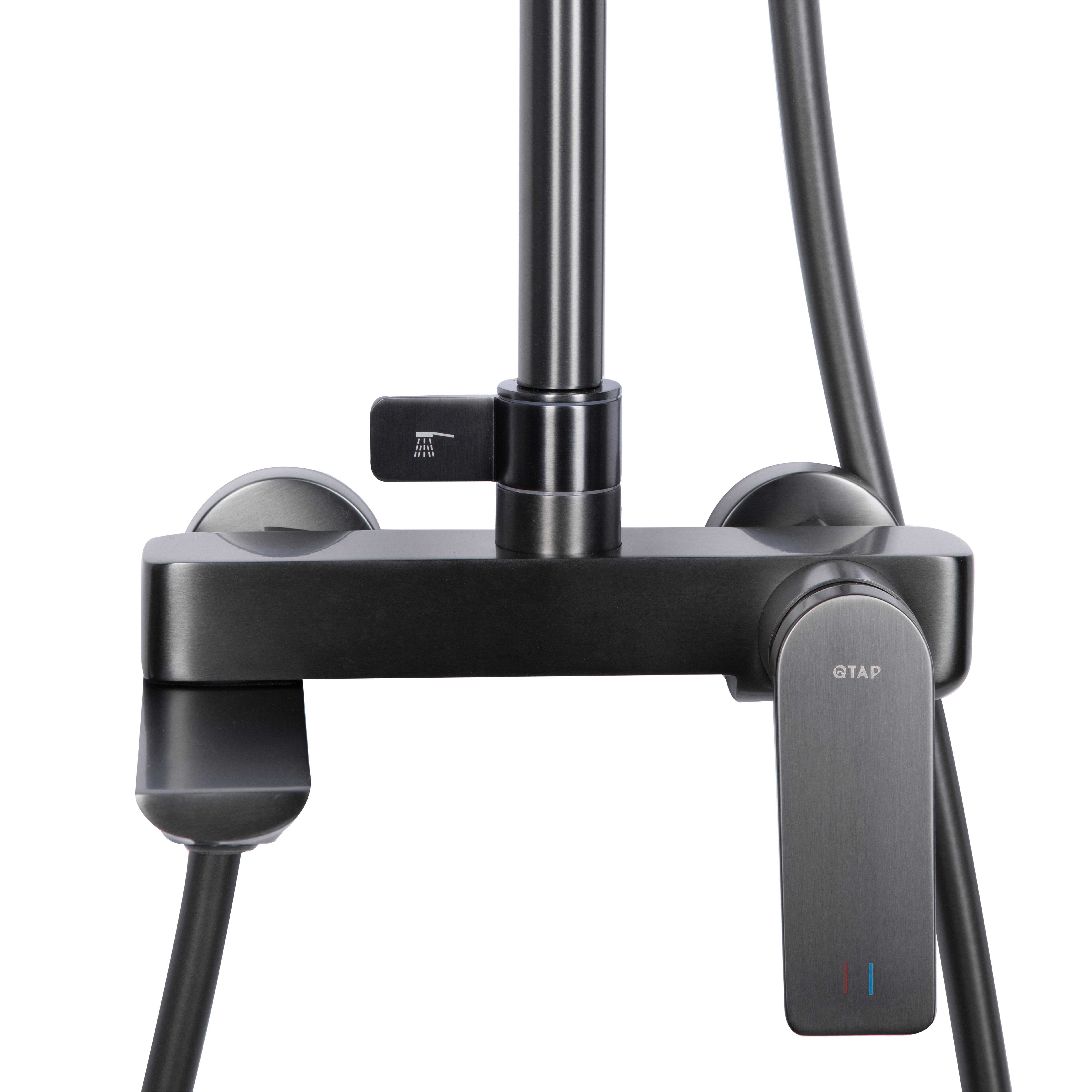 Душевая система Qtap Vlasta на три потребителя с изливом Gunmetal Black PVD (QTVLA111GMB45651)