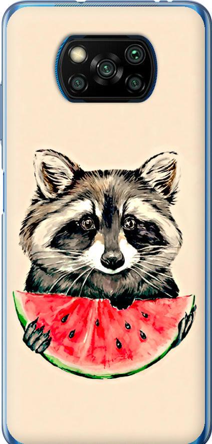 Чохол на Xiaomi Poco X3 Pro Єнотик з кавуном (4605u-2938-42517)