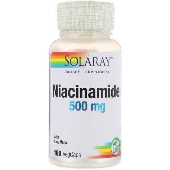 Ниацин Solaray Niacinamide 500 mg 100 Veg Caps (SOR04365)